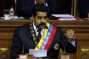 Venezuela's President Nicolas Maduro speaks during his annual state-of-the-nation address to the National Assembly in Caracas, Venezuela, Wednesday, Jan. 15, 2014. (AP Photo/Fernando Llano)