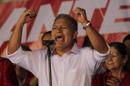Salvador Sanchez Ceren, presidential candidate for the Farabundo Marti Front for National Liberation (FMLN), speaks to his supporters after the official results in San Salvador