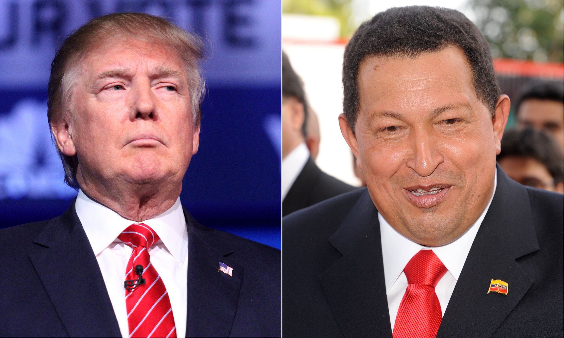 Both Donald Trump and Venezuelan leader Hugo Chávez broke all the rules of presidential conduct. Composite: Rex Features 