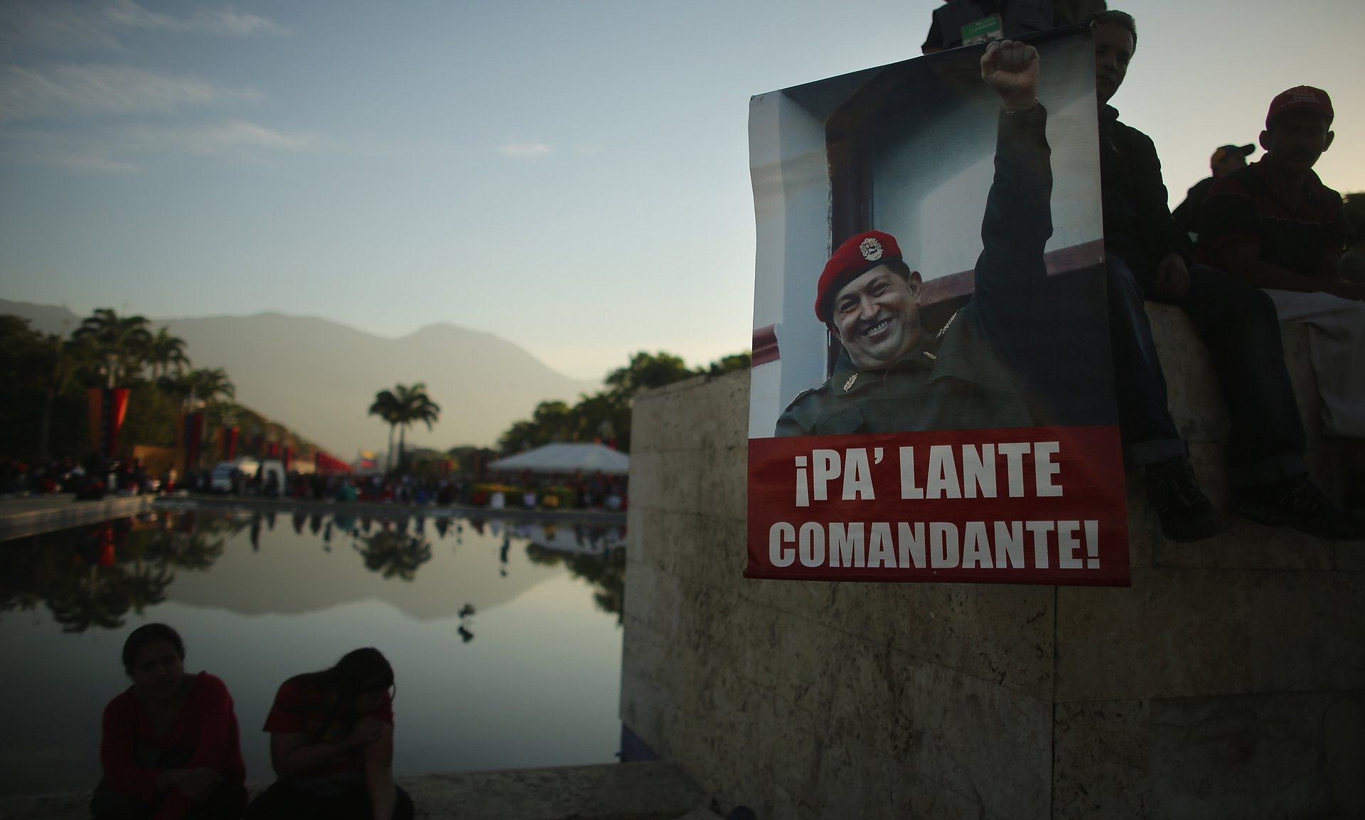 People gathered before the start of Hugo Chávez’s funeral in Caracas, Venezuela. Photograph: Mario Tama/Getty Images 